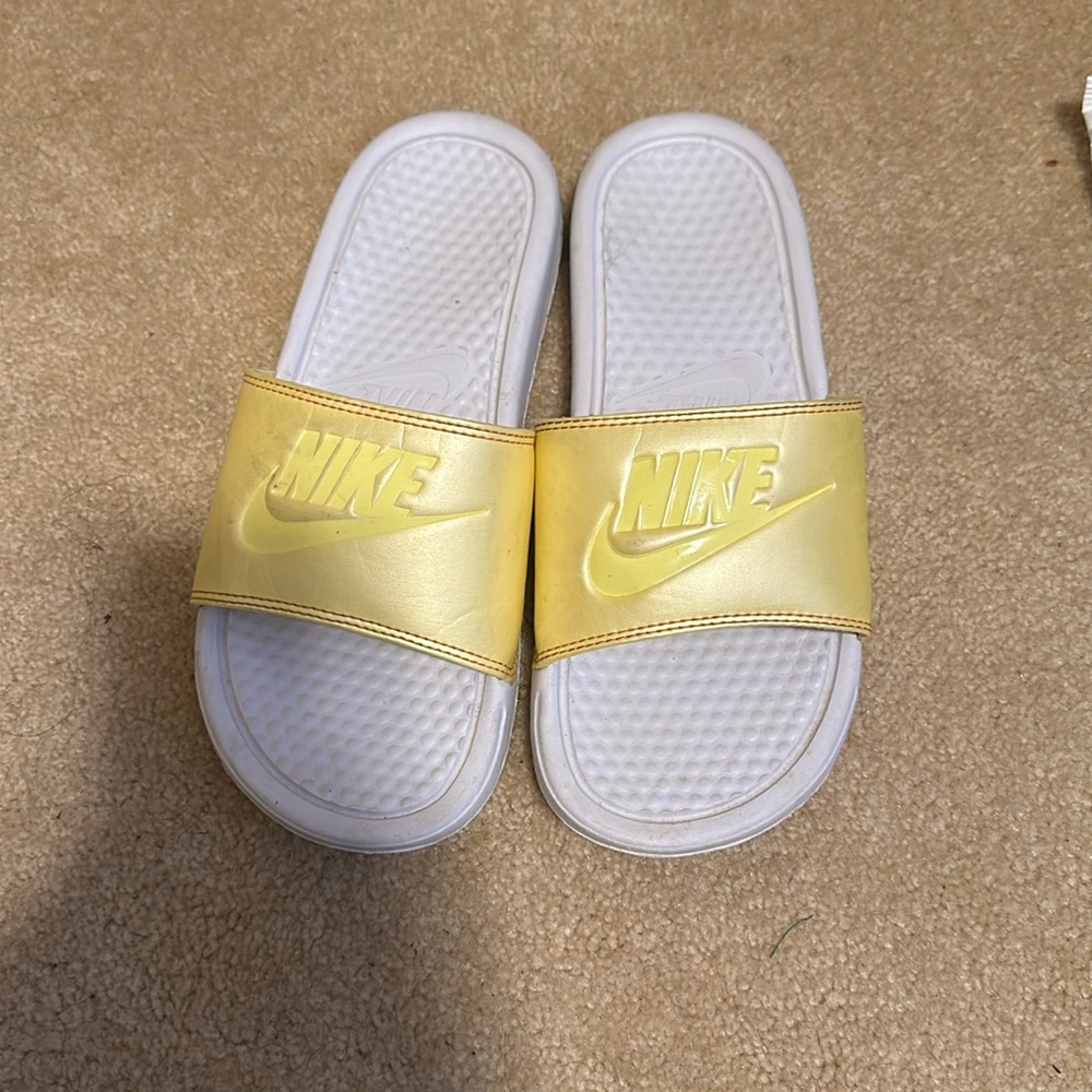 Yellow Nike Benassi Slides